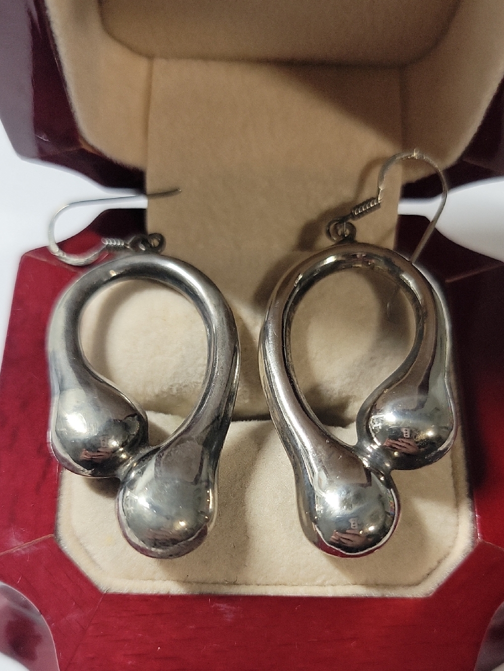 Vintage Sterling Silver Sculptural Drop Earrings - Silver